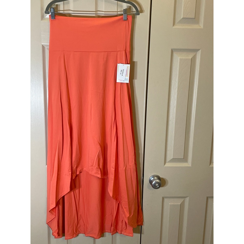 LuLaRoe Olivia Skirt‎ Womens Medium Coral NWT High Low Yoga Waist Flowy Solid